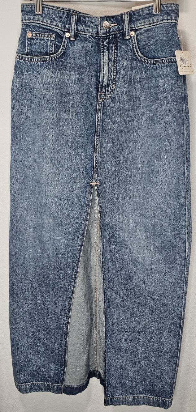 We The Free Nothing Better Denim Maxi Skirt Little Things Blue Wash Size 26 NWT